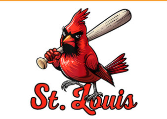 Cardinal Swing St Louis Retro Baseball PNG t shirt vector file