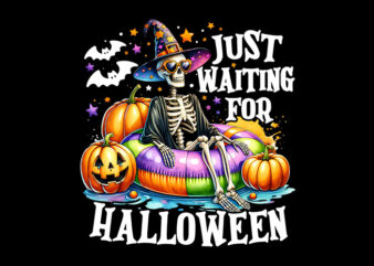 Just Waiting For Halloween Spooky Summer PNG, Skeleton Halloween PNG