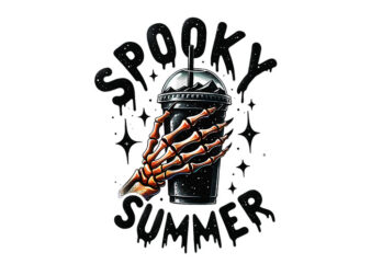 Retro Spooky Summer Skeleton Ice Coffee Summer PNG, Spooky Summer Skeleton PNG