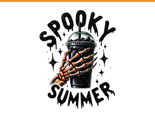 Retro spooky summer skeleton ice coffee summer png, spooky summer skeleton png t shirt design online