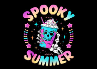 Spooky Summer Skeleton Ice Coffee PNG, Skeleton Halloween PNG