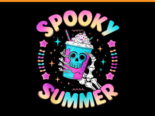 Spooky summer skeleton ice coffee png, skeleton halloween png t shirt template vector