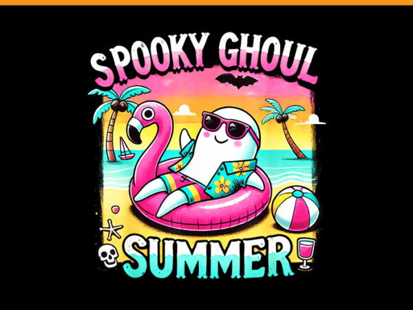 Spooky ghoul summer ghost flamingo png t shirt template vector