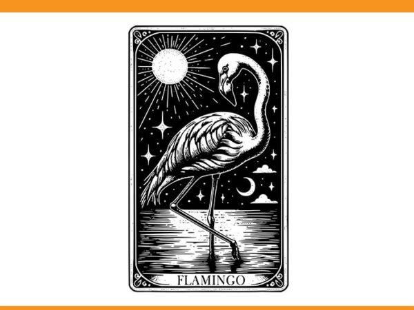 Flamingo tarot card svg, flamingo card svg t shirt graphic design