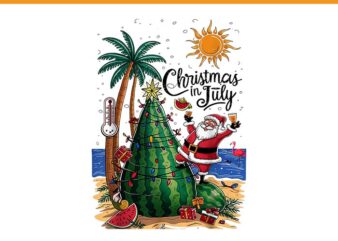 Christmas In July Santa PNG t shirt vector file