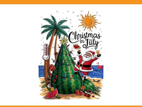 Christmas in july santa png t shirt vector file