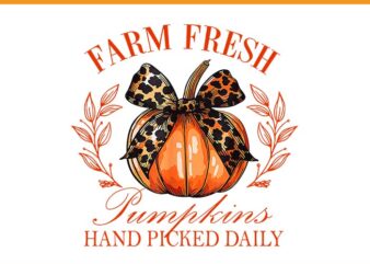 Farm Fresh Pumpkins Hand Picked Daily PNG, Retro Halloween Coquette Bow Spooky Mama PNG t shirt graphic design