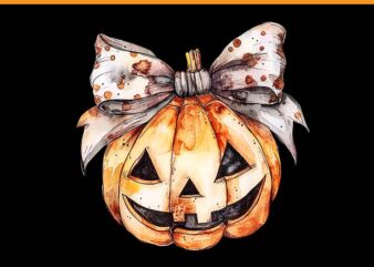 Coquette Bow Pumpkin Halloween PNG, Fall Vibes Spooky Mama PNG