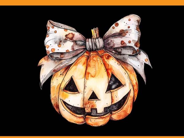 Coquette bow pumpkin halloween png, fall vibes spooky mama png t shirt vector file