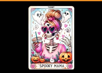 Spooky Mama Tarot Card PNG, Skeleton Mom Jack O Lantern Halloween PNG t shirt template vector