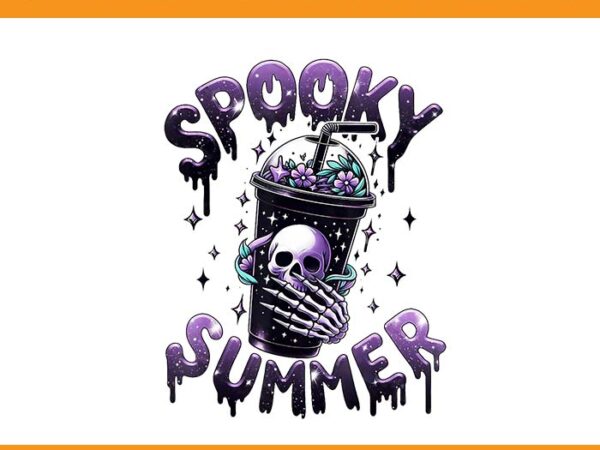 Spooky summer coffee png, skeleton coffee summerween png t shirt template vector