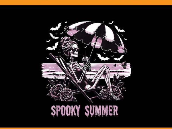 Spooky summer skeleton halloween png, summer vibes spooky season png t shirt template vector