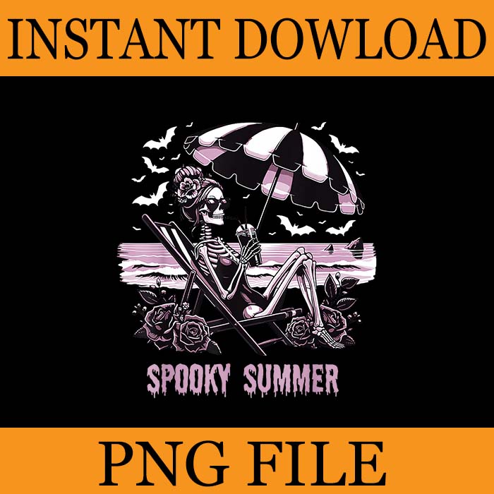 Spooky Summer Skeleton Halloween PNG, Summer Vibes Spooky Season PNG