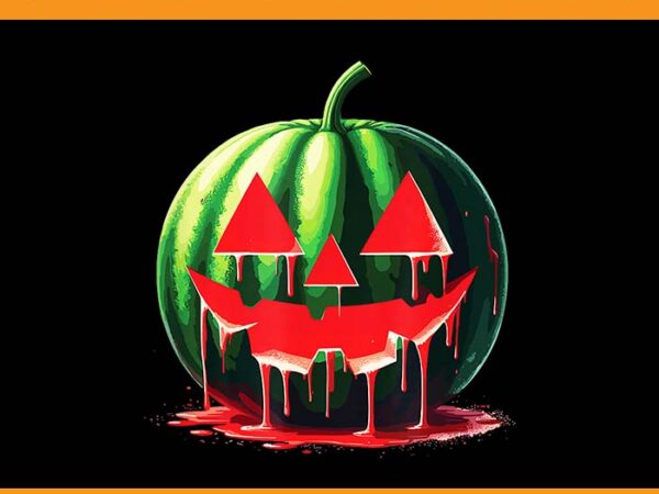 Spooky summer watermelon png, watermelon jack o lantern halloween png t shirt template vector