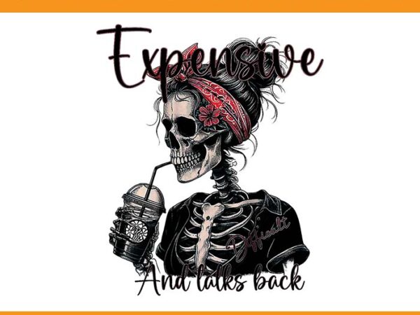 Expensive and talks back skeleton coffee png vector clipart