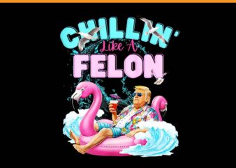 Trump Chillin Like A Felon Summer Retro Pool PNG t shirt designs for sale