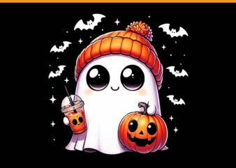 Ghost Jack O Lantern Coffee Spooky Season Halloween PNG, Ghost Spooky Season PNG t shirt design template