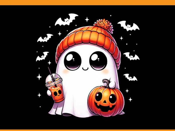 Ghost jack o lantern coffee spooky season halloween png, ghost spooky season png t shirt design template