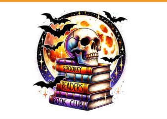 Spooky Teacher Readers Book Club PNG, Trick Or Teach Halloween PNG t shirt template vector