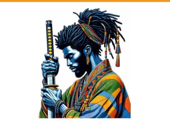 Afro American Samurai Japanese Style Bushido PNG