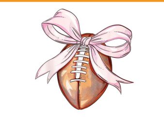 Coquette bow football pink PNG, football mama retro pink bow girl PNG t shirt vector file