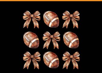 Coquette Bow Football PNG, American Football Game Day PNG