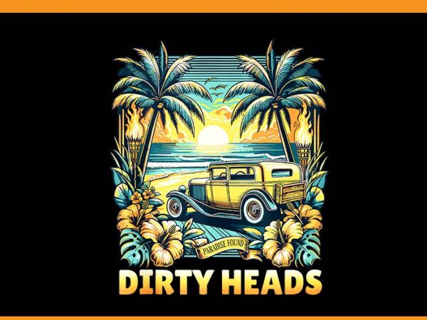 Dirty heads retro beach png t shirt vector illustration