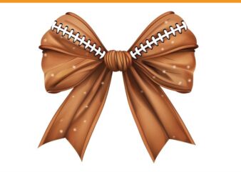 Coquette Bow Football PNG, Cool Ribbon Football Bow PNG, Retro Football Bow Png, Fall Coquette Bow PNG