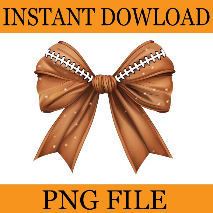 Coquette Bow Football PNG, Cool Ribbon Football Bow PNG, Retro Football Bow Png, Fall Coquette Bow PNG