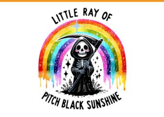 Little Ray Of Pitch Black Sunshine Grim Reaper Halloween PNG t shirt vector graphic