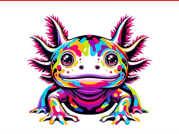 Axolotl rainbow kawaii colorful love png, axolotls herpetologist png t shirt vector