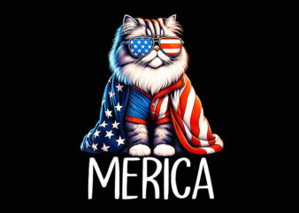 Merica Cat 4th Of July PNG, Cat Patriotic PNG, Merica Cat PNG