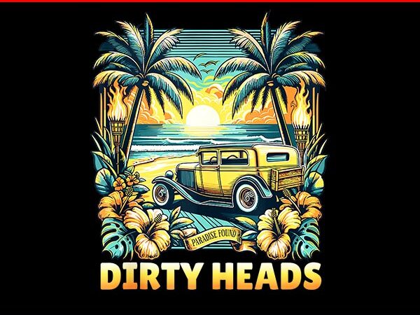 Dirty heads retro beach png t shirt vector illustration