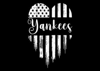 Yankees USA Flag Heart SVG, Yankees USA SVG t shirt design template