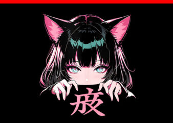 Anime Waifu Cute Anime Manga Cat Girl PNG t shirt vector