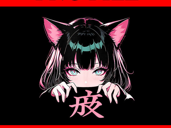 Anime waifu cute anime manga cat girl png t shirt vector