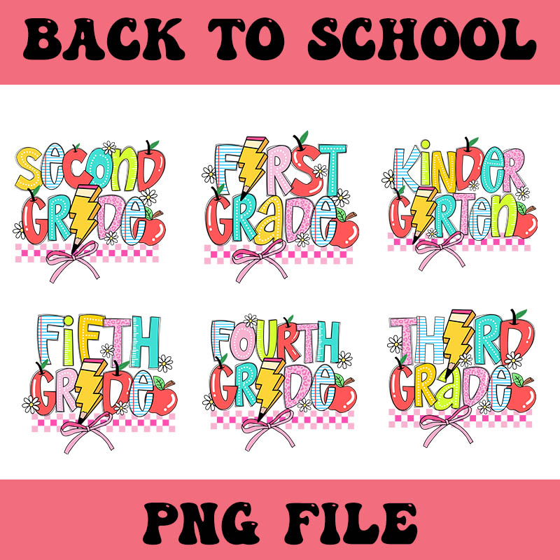 Back To School PNG, School PNG, Kindergarten, First Day Of School, School Png, Retro PNG, First/Second/Third Grade Design, School Bundle Png