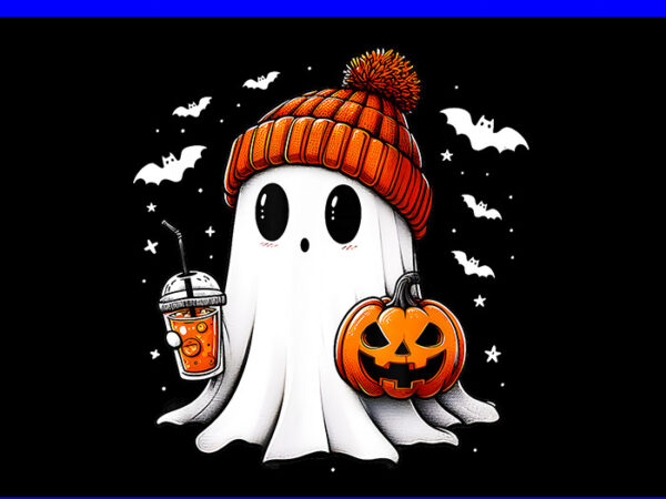 Cute halloween ghost drink pumpkin png t shirt vector file