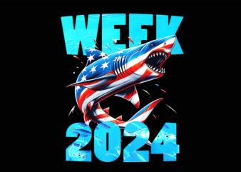 Shark 2024 Week Passion PNG, Shark USA America Flag PNG, Shark Week 4th Of July PNG