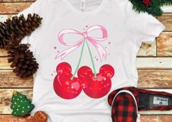 Coquette Cherry Mouse Ears PNG, Bow Princess Cherry PNG t shirt vector file