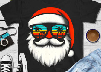 Christmas in July Santa Hat Sunglasses Beach Summer Vacation PNG t shirt vector file