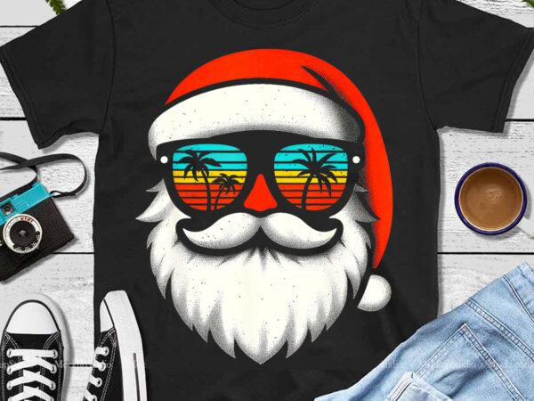 Christmas in july santa hat sunglasses beach summer vacation png t shirt vector file