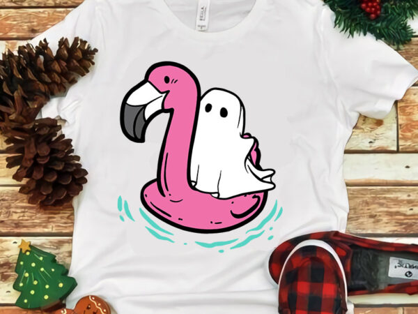 Ghost on a pool funny spooky summer svg, summerween svg t shirt design template