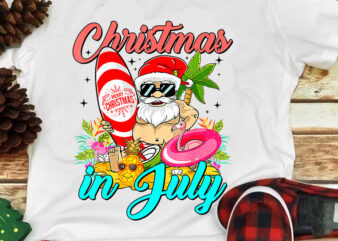 Santa Flamingo Christmas In July Summer Xmas PNG t shirt template vector