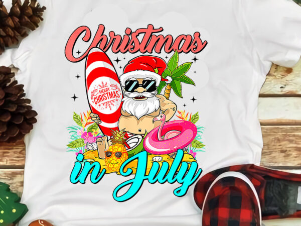 Santa flamingo christmas in july summer xmas png t shirt template vector