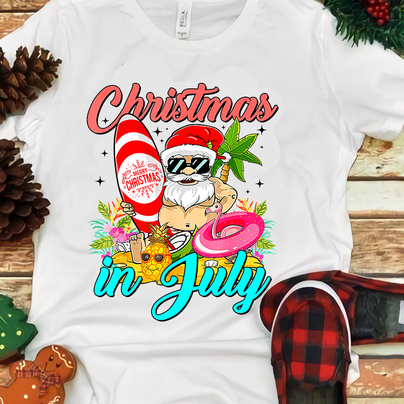 Santa Flamingo Christmas In July Summer Xmas PNG