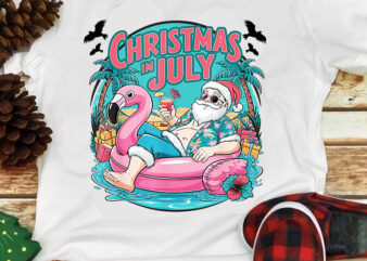 Santa Flamingo Christmas In July Summer Xmas PNG