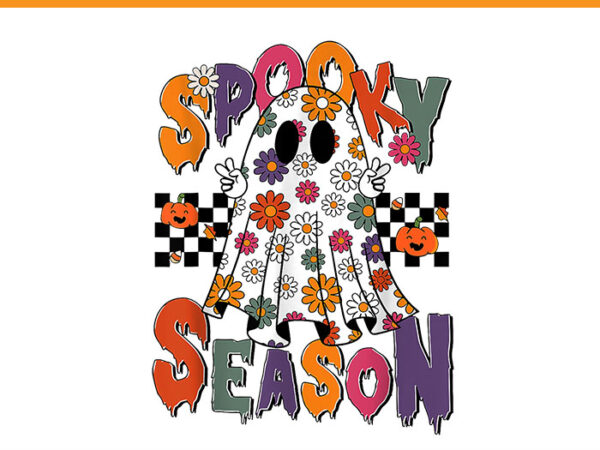 Cute ghost floral halloween png, ghost spooky season fall pumpkin png t shirt vector file