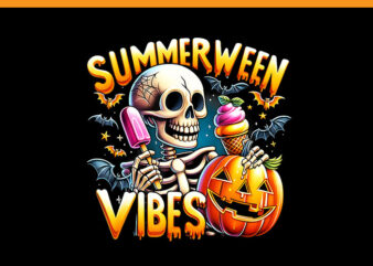 Summerween Vibes Halloween Skeleton Ice Cream Summer Vacation, Summerween Vibes PNG