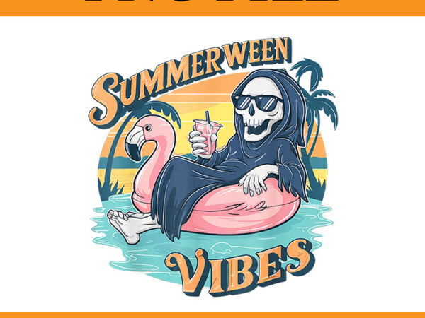 Summerween vibes ghost png t shirt template vector